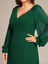 ever IVORY|Open Lantern Sleeve A-Line Bridesmaid Dress