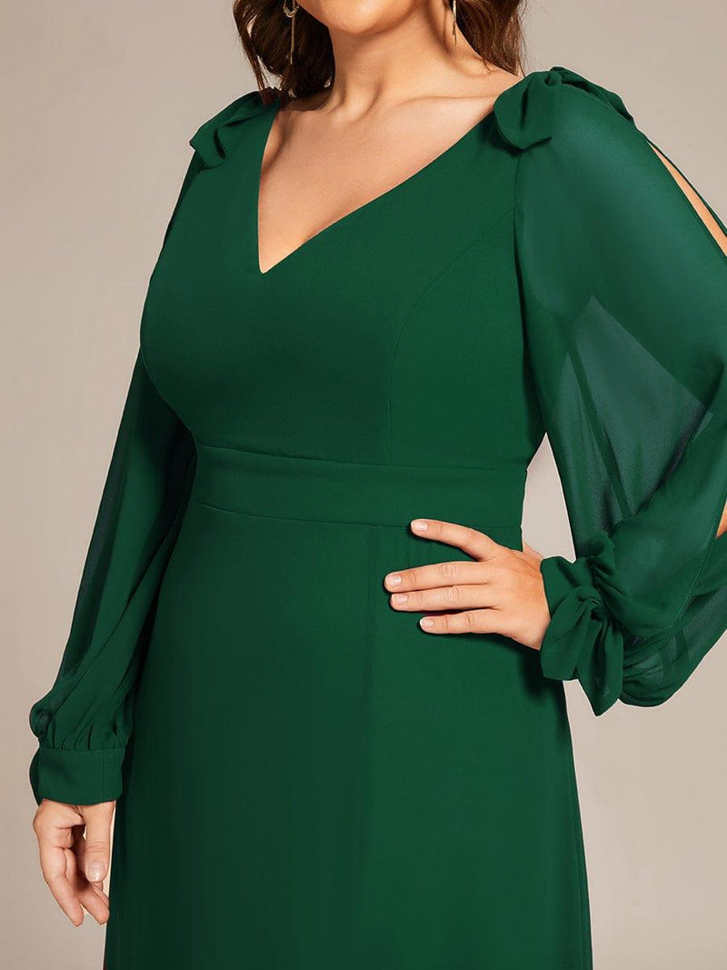 ever IVORY|Open Lantern Sleeve A-Line Bridesmaid Dress