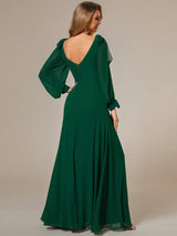 ever IVORY|Open Lantern Sleeve A-Line Bridesmaid Dress