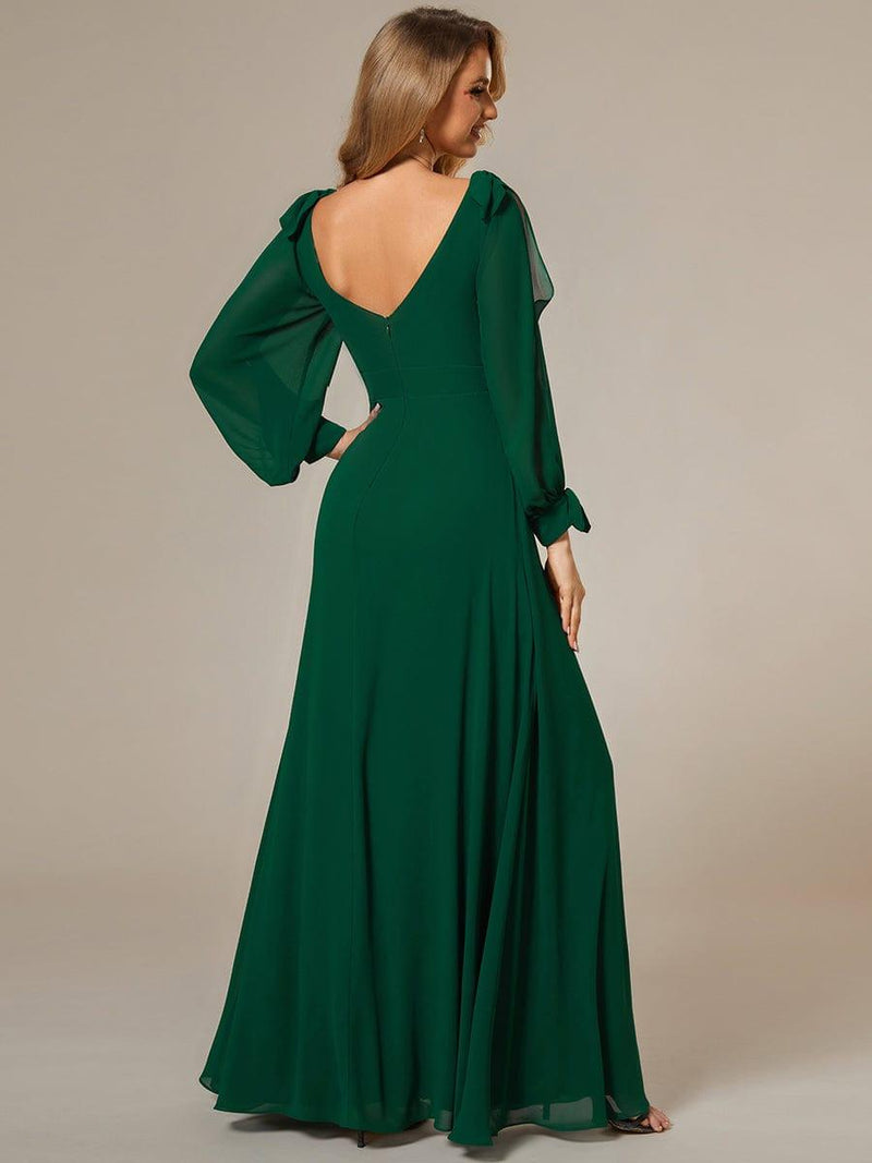 ever IVORY|Open Lantern Sleeve A-Line Bridesmaid Dress