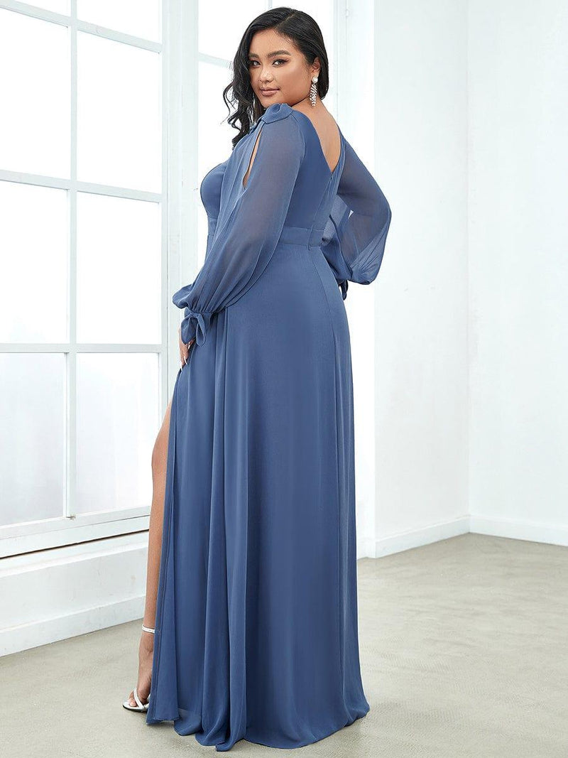 ever IVORY|Open Lantern Sleeve A-Line Bridesmaid Dress