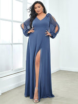 ever IVORY|Open Lantern Sleeve A-Line Bridesmaid Dress