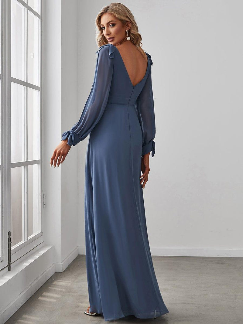 ever IVORY|Open Lantern Sleeve A-Line Bridesmaid Dress