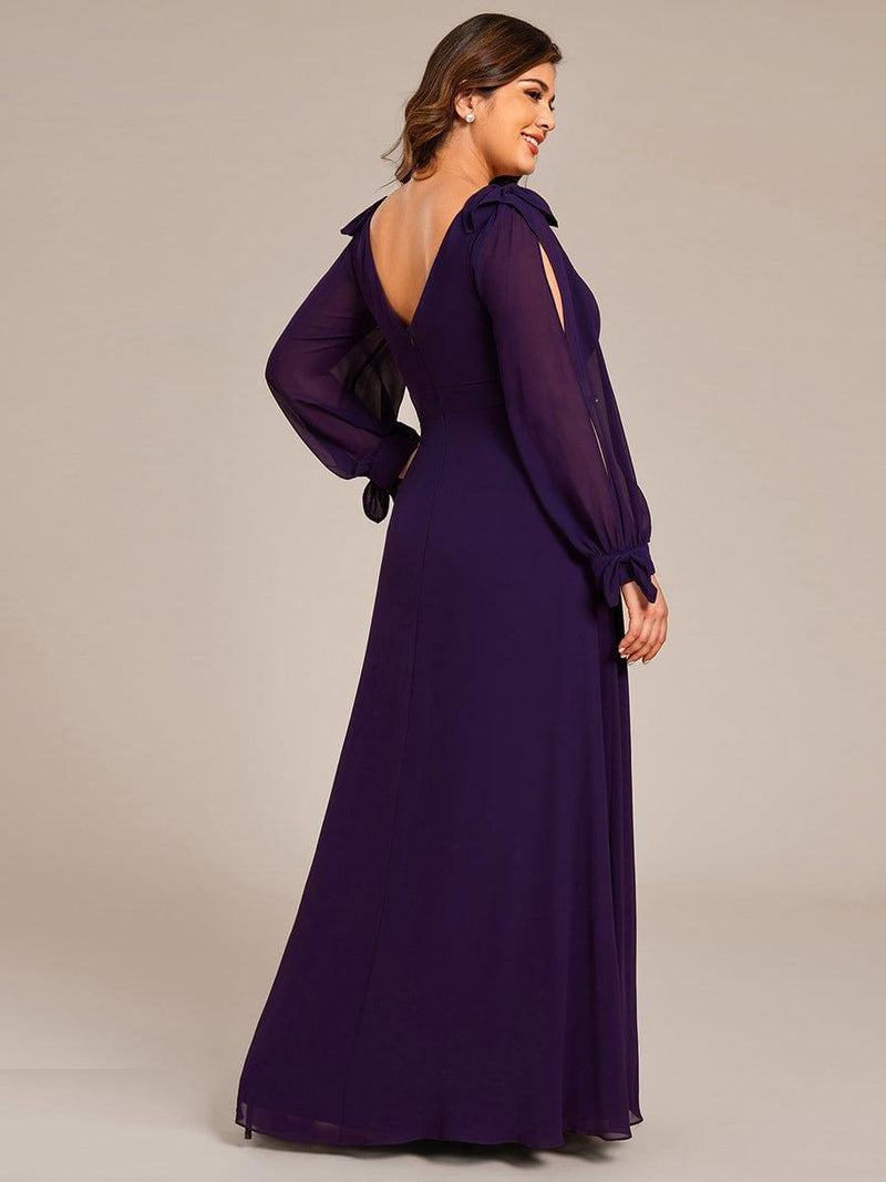 ever IVORY|Open Lantern Sleeve A-Line Bridesmaid Dress