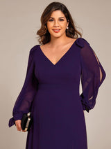 ever IVORY|Open Lantern Sleeve A-Line Bridesmaid Dress
