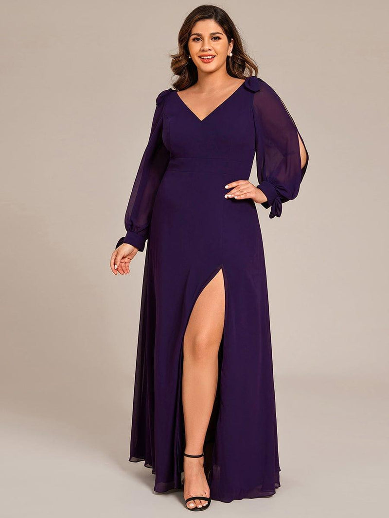 ever IVORY|Open Lantern Sleeve A-Line Bridesmaid Dress