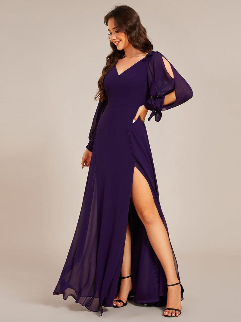 ever IVORY|Open Lantern Sleeve A-Line Bridesmaid Dress