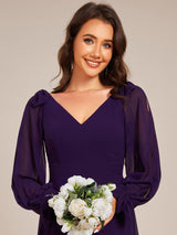 ever IVORY|Open Lantern Sleeve A-Line Bridesmaid Dress