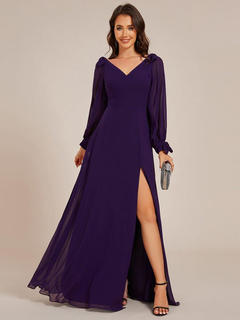 ever IVORY|Open Lantern Sleeve A-Line Bridesmaid Dress