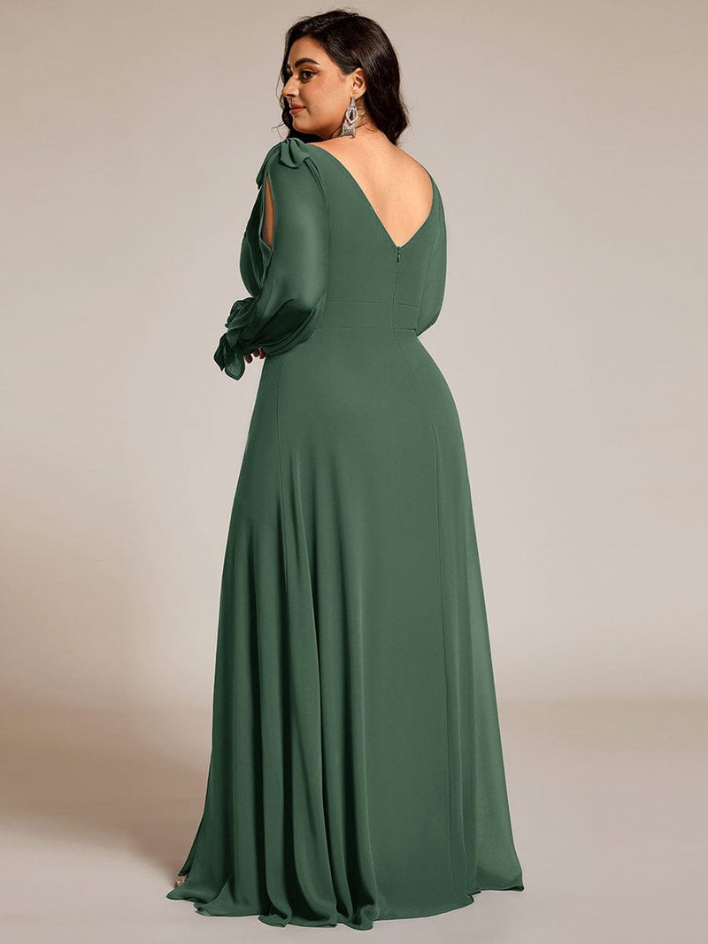 ever IVORY|Open Lantern Sleeve A-Line Bridesmaid Dress