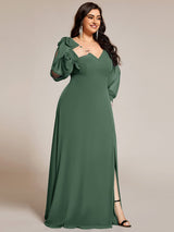 ever IVORY|Open Lantern Sleeve A-Line Bridesmaid Dress