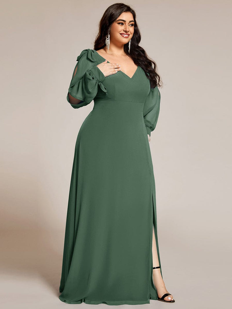 ever IVORY|Open Lantern Sleeve A-Line Bridesmaid Dress