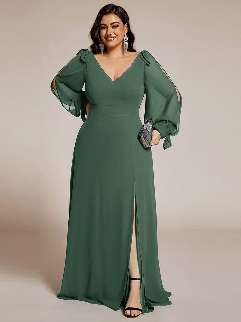 ever IVORY|Open Lantern Sleeve A-Line Bridesmaid Dress