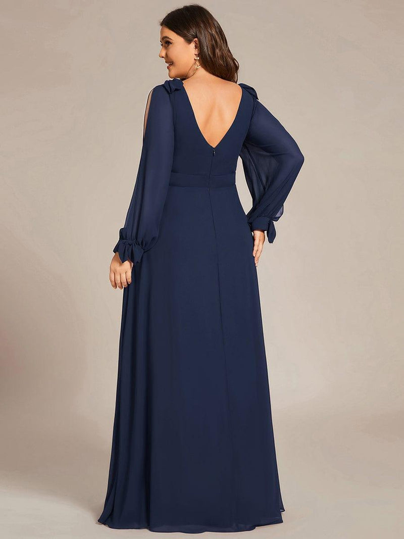 ever IVORY|Open Lantern Sleeve A-Line Bridesmaid Dress