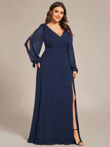 ever IVORY|Open Lantern Sleeve A-Line Bridesmaid Dress