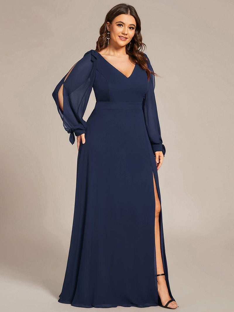 ever IVORY|Open Lantern Sleeve A-Line Bridesmaid Dress