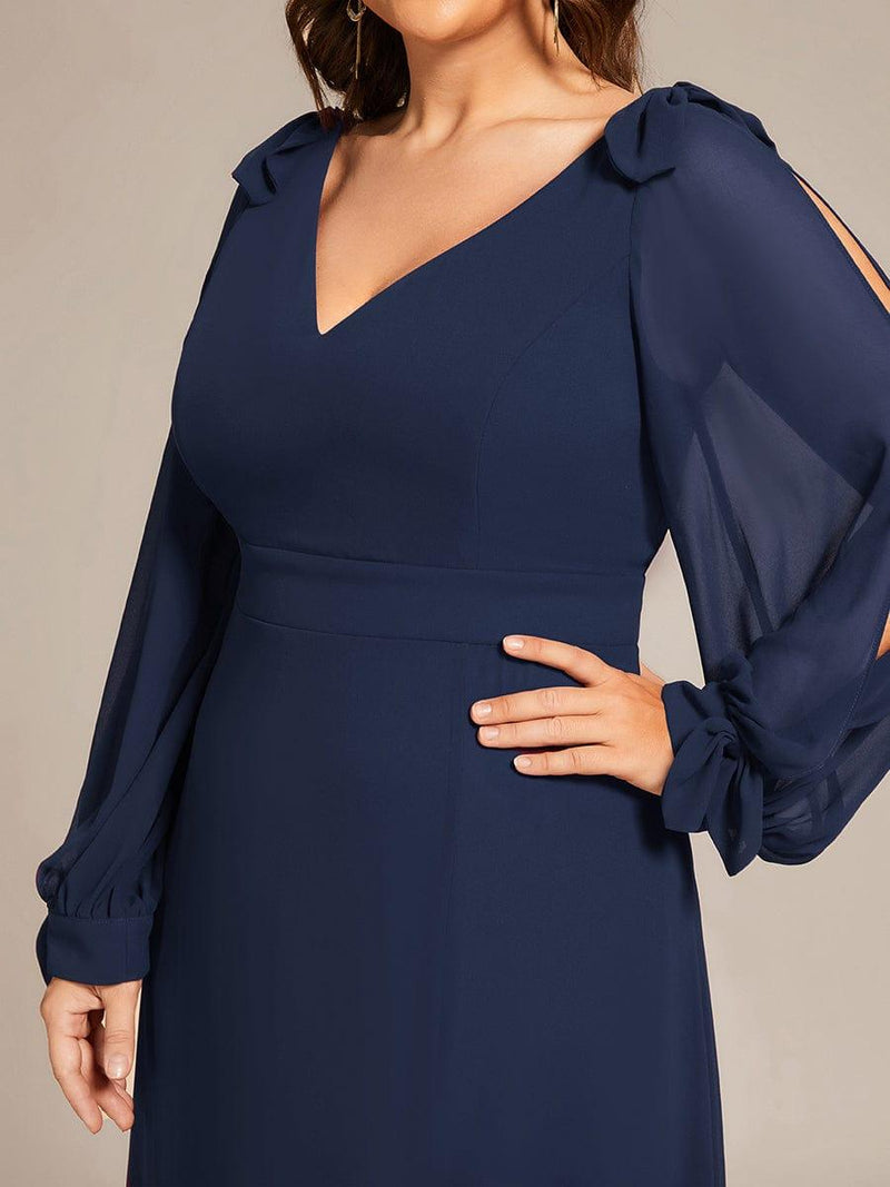ever IVORY|Open Lantern Sleeve A-Line Bridesmaid Dress