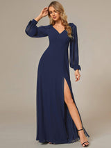 ever IVORY|Open Lantern Sleeve A-Line Bridesmaid Dress