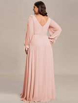 ever IVORY|Open Lantern Sleeve A-Line Bridesmaid Dress