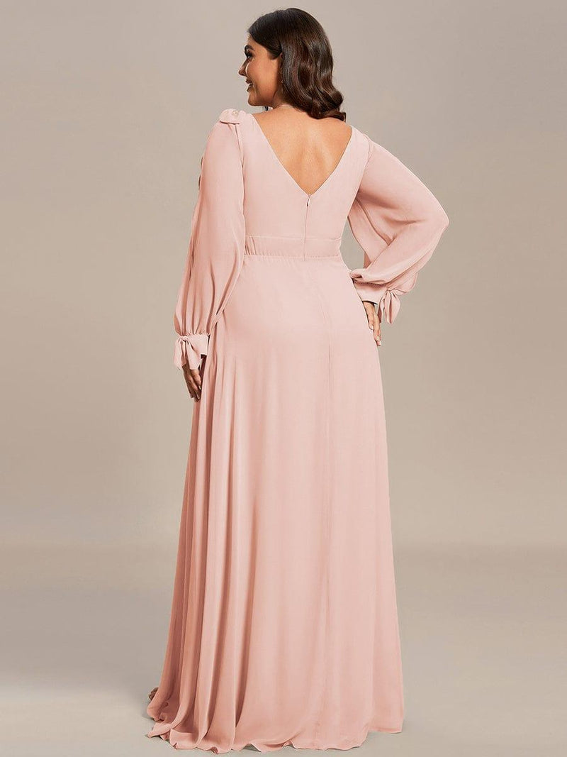 ever IVORY|Open Lantern Sleeve A-Line Bridesmaid Dress