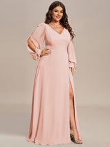 ever IVORY|Open Lantern Sleeve A-Line Bridesmaid Dress