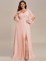 ever IVORY|Open Lantern Sleeve A-Line Bridesmaid Dress