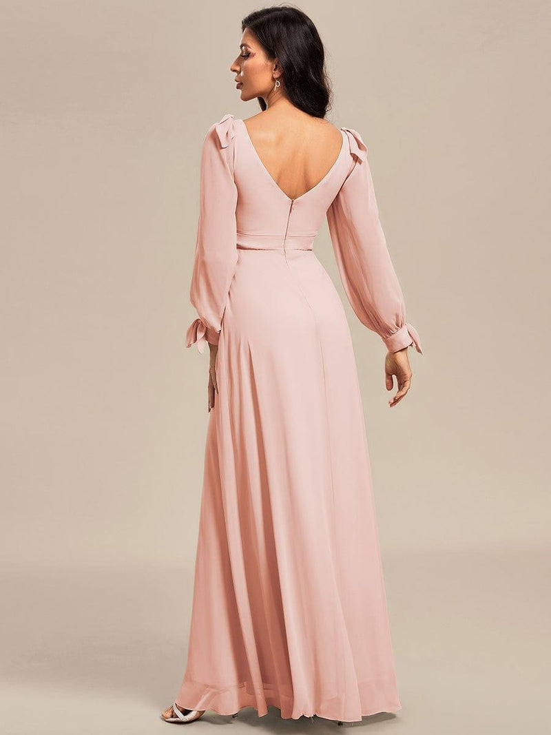 ever IVORY|Open Lantern Sleeve A-Line Bridesmaid Dress