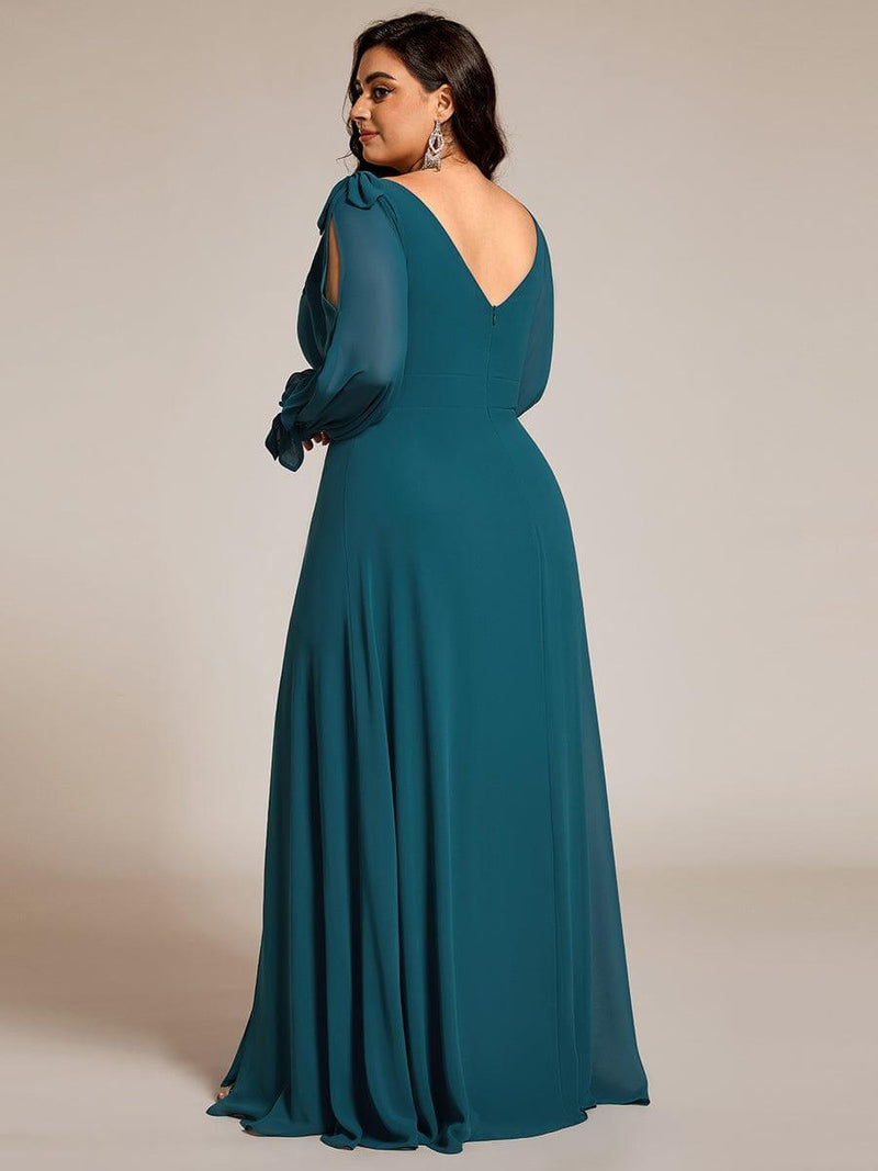 ever IVORY|Open Lantern Sleeve A-Line Bridesmaid Dress