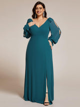 ever IVORY|Open Lantern Sleeve A-Line Bridesmaid Dress