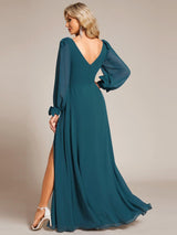 ever IVORY|Open Lantern Sleeve A-Line Bridesmaid Dress