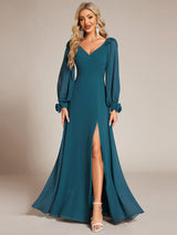 ever IVORY|Open Lantern Sleeve A-Line Bridesmaid Dress