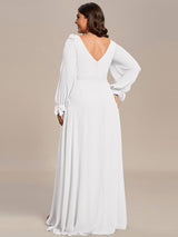 ever IVORY|Open Lantern Sleeve A-Line Bridesmaid Dress