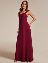 ever BILLIE|Chic High Waist Square Neck Bridesmaid Dress
