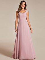 ever BILLIE|Chic High Waist Square Neck Bridesmaid Dress