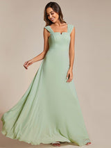 ever BILLIE|Chic High Waist Square Neck Bridesmaid Dress