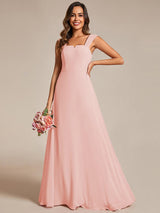 ever BILLIE|Chic High Waist Square Neck Bridesmaid Dress