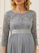 ever KALANI|Sweetheart 3/4 Sleeve Floor-Length Lace Maternity Dress