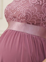 ever KALANI|Sweetheart 3/4 Sleeve Floor-Length Lace Maternity Dress