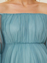 ever CELIA|Sheer Off-Shoulder Double Skirt Maxi Maternity Dress