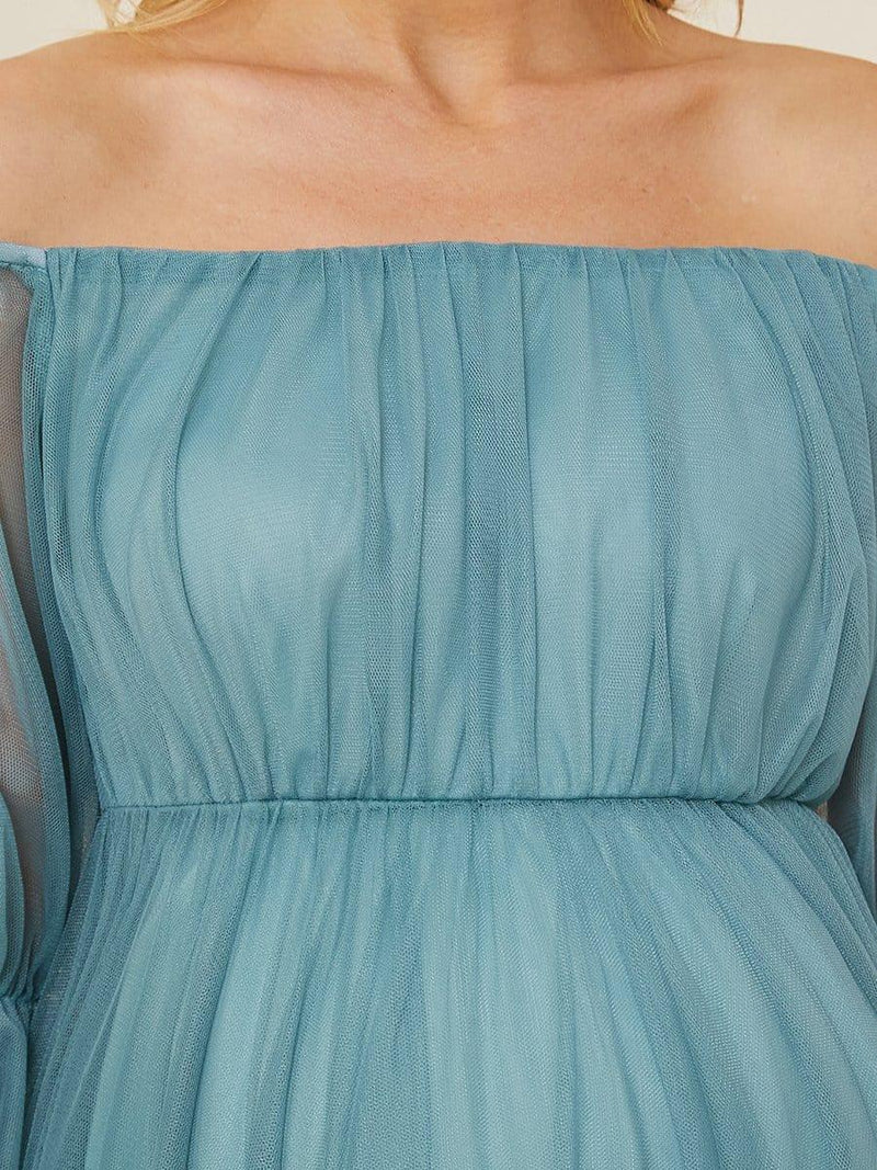 ever CELIA|Sheer Off-Shoulder Double Skirt Maxi Maternity Dress