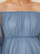 ever CELIA|Sheer Off-Shoulder Double Skirt Maxi Maternity Dress