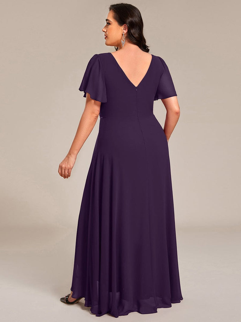 ever DAKOTA|Double V-Neck Waist Trimmed Chiffon Formal Evening Dress
