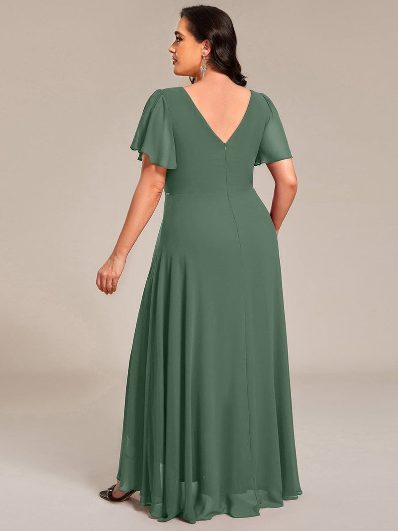 ever DAKOTA|Double V-Neck Waist Trimmed Chiffon Formal Evening Dress