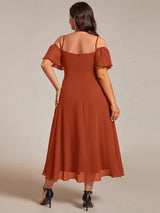 ever JORDANE|Spaghetti Strap Cold Shoulder Chiffon A-Line Midi Wedding Guest Dress