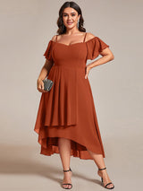 ever JORDANE|Spaghetti Strap Cold Shoulder Chiffon A-Line Midi Wedding Guest Dress