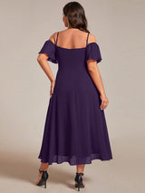 ever JORDANE|Spaghetti Strap Cold Shoulder Chiffon A-Line Midi Wedding Guest Dress