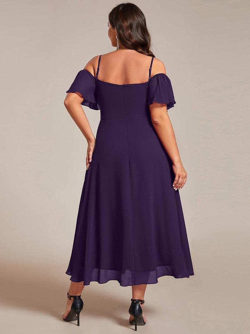 ever JORDANE|Spaghetti Strap Cold Shoulder Chiffon A-Line Midi Wedding Guest Dress