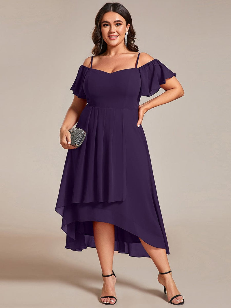 ever JORDANE|Spaghetti Strap Cold Shoulder Chiffon A-Line Midi Wedding Guest Dress