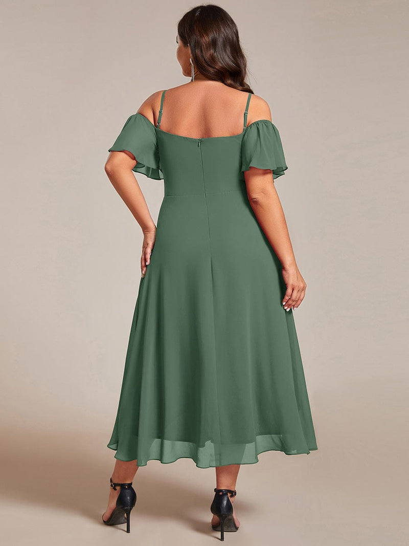 ever JORDANE|Spaghetti Strap Cold Shoulder Chiffon A-Line Midi Wedding Guest Dress