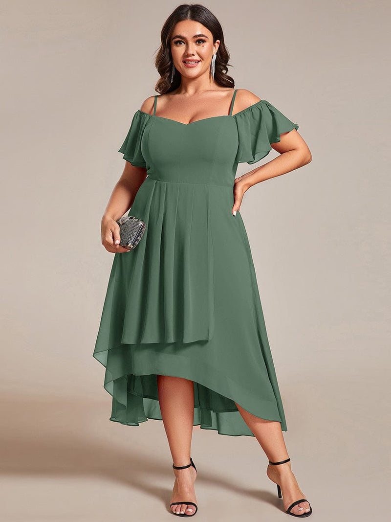 ever JORDANE|Spaghetti Strap Cold Shoulder Chiffon A-Line Midi Wedding Guest Dress